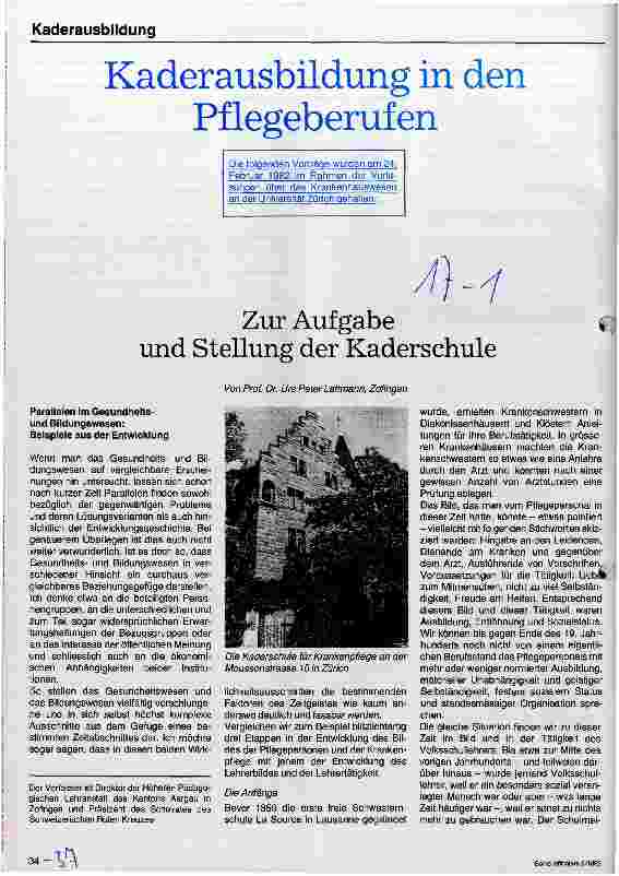Vorschauseite 1: Zur Aufgabe und Stellung der Kaderschule