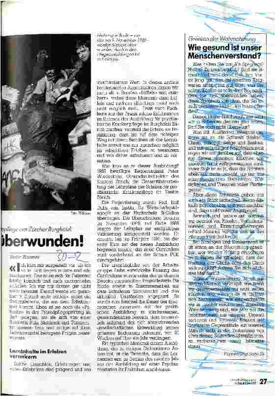Vorschauseite 2: Klinikmauern überwunden! Erweiterte Grundausbildung in Psychiatriepflege am Zürcher Burghölzli