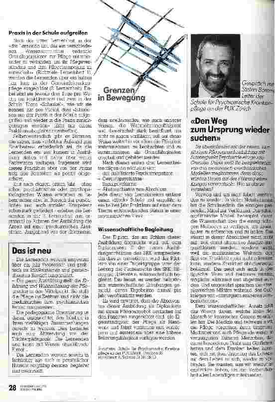 Vorschauseite 3: Klinikmauern überwunden! Erweiterte Grundausbildung in Psychiatriepflege am Zürcher Burghölzli