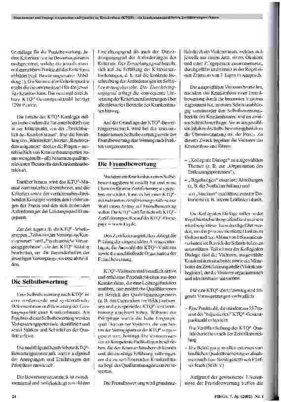 Vorschauseite 4: Kooperation für Transparenz und Qualität im Krankenhaus (KTQ) - ein krankenhaus-spezifisches Zertifizierungsverfahren