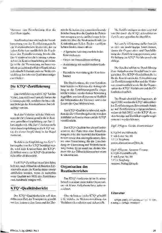 Vorschauseite 5: Kooperation für Transparenz und Qualität im Krankenhaus (KTQ) - ein krankenhaus-spezifisches Zertifizierungsverfahren