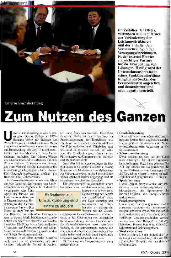 Vorschauseite 1: Unternehmensberatung: Zum Nutzen des Ganzen