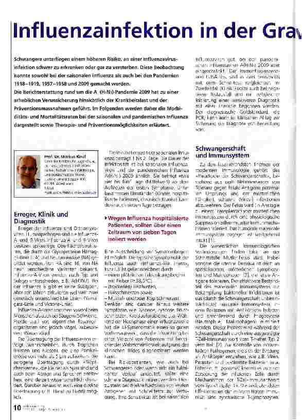 Vorschauseite 1: Influenzainfektion in der Gravidität. Alles nur Panik?