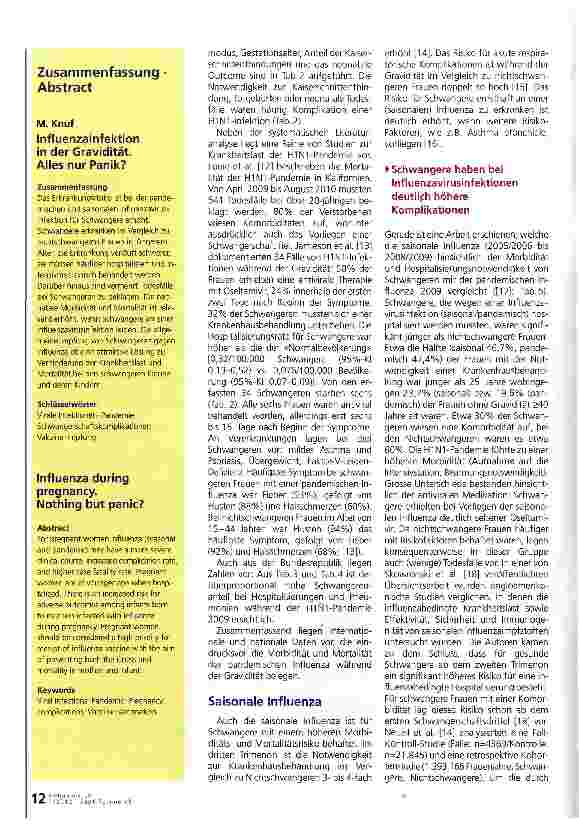 Vorschauseite 3: Influenzainfektion in der Gravidität. Alles nur Panik?