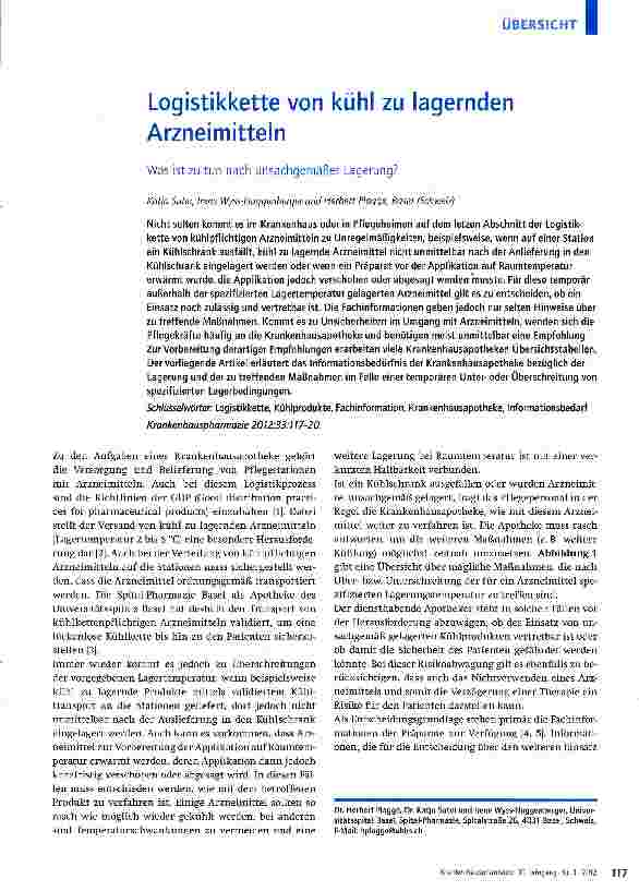 Vorschauseite 1: Logistikkette von kühl zu lagernden Arzneimitteln