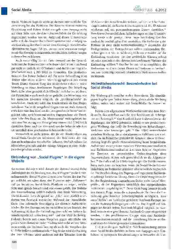 Vorschauseite 3: Social Media im Krankenhaus: Rechtliche Risiken und Nebenwirkungen