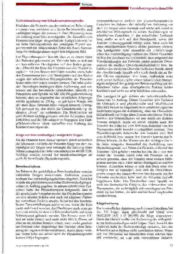 Vorschauseite 2: Plötzlich einschießende Spastik der Beinmuskulatur während der Physiotherapie