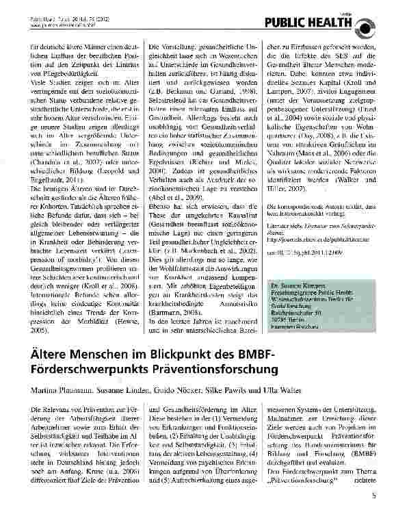 Vorschauseite 2: Sozial bedingte gesundheitliche Ungleichheit im Alter
