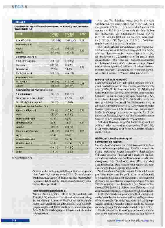 Vorschauseite 3: Prävention des Tabakkonsums bei Schülern