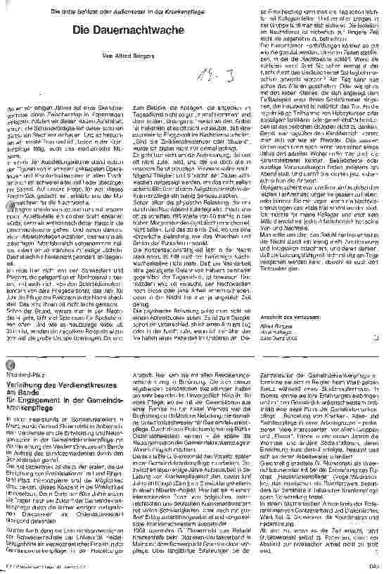Vorschauseite 1: Die Dauernachtwache Die dritte Schicht oder Außenseiter in der Krankenpflege