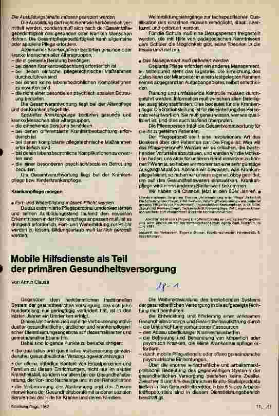 Vorschauseite 1: Mobile Hilfsdienste als Teil der primären Gesundheitsversorgung