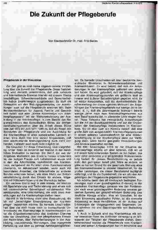 Vorschauseite 1: Die Zukunft der Pflegeberufe