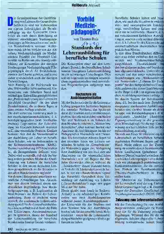 Vorschauseite 1: Vorbild Medizinpädagogik? Standards der Lehrerausbildung für berufliche Schulen