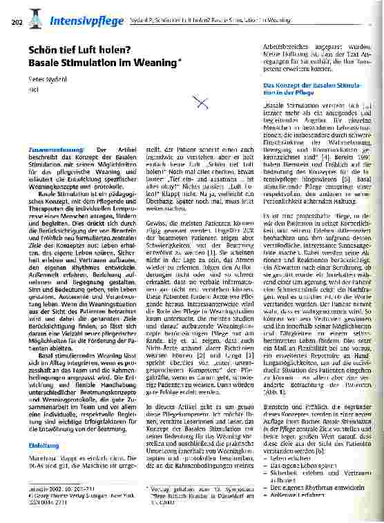 Vorschauseite 1: Schön tief Luft holen? Basale Stimulation im Weaning
