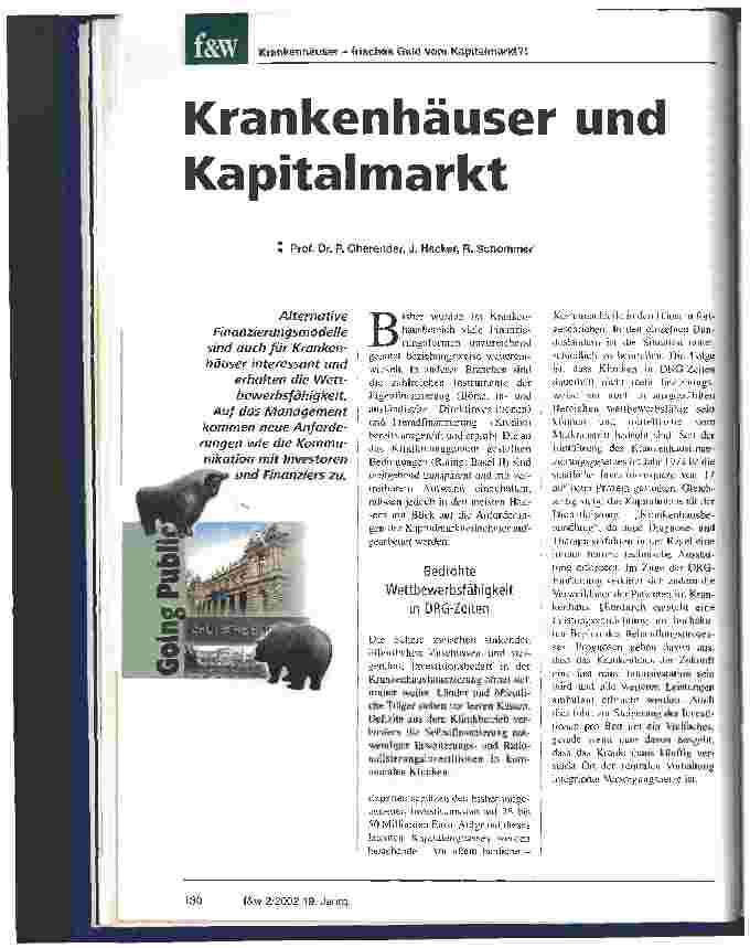 Vorschauseite 1: Krankenhäuser und Kapitalmarkt