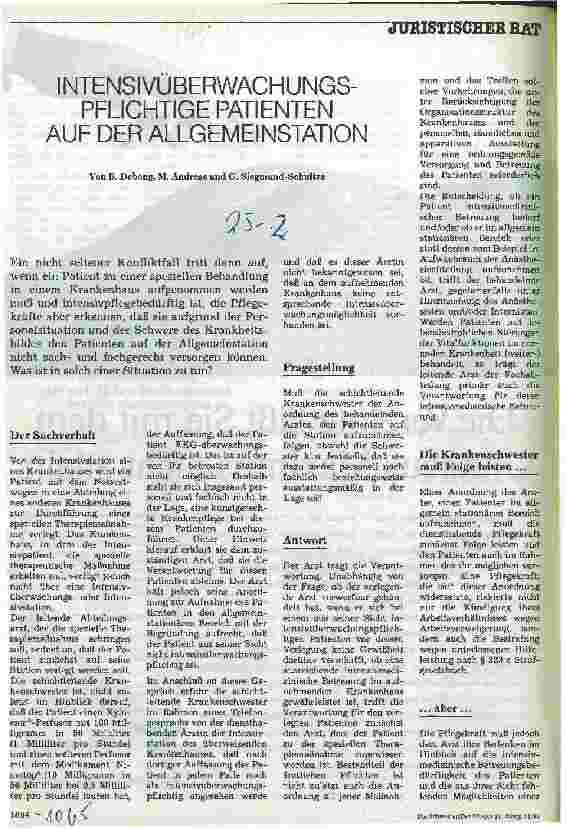 Vorschauseite 1: Intensivüberwachungspflichtige Patienten auf der Allgemeinstation