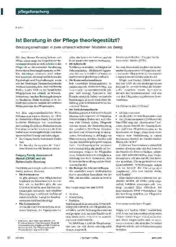 Vorschauseite 1: Ist Beratung in der Pflege theoriegestützt?