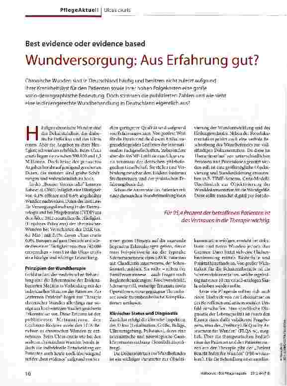 Vorschauseite 1: Wundversorgung: Aus Erfahrung gut?