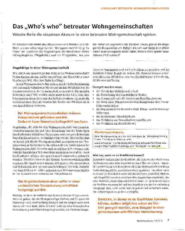 Vorschauseite 1: Das „Who is who betreuter Wohngemeinschaften