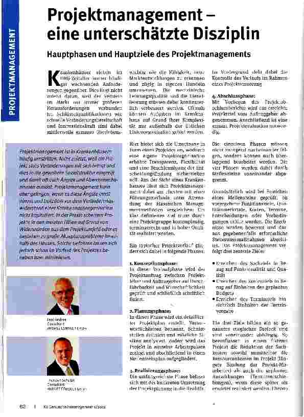 Vorschauseite 1: Projektmanagement -eine unterschätzte Disziplin