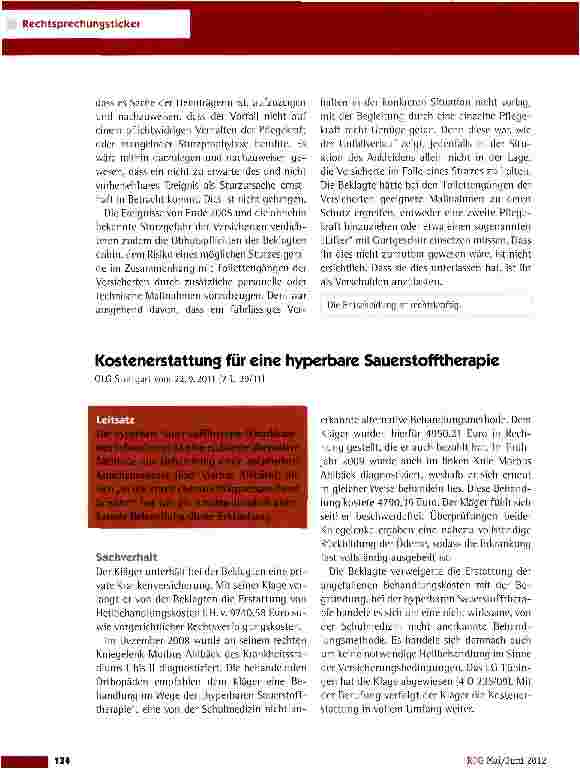 Vorschauseite 3: Beund Entkleiden einer sangunsicheren Pflegebedürftigen OLG Düsseldorf vom 17. 1. 2012 (1-24 U 78/11)