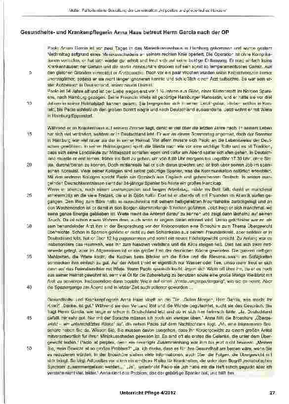 Vorschauseite 2: Die Lernsituation „Adipositas und pflegerisches Handeln fallorientiert gestalten