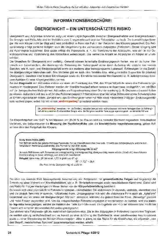 Vorschauseite 3: Die Lernsituation „Adipositas und pflegerisches Handeln fallorientiert gestalten