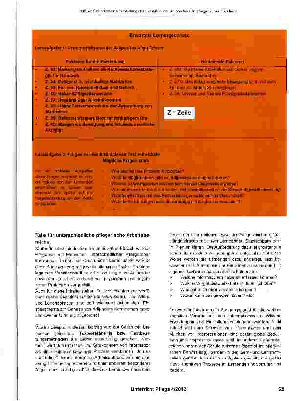 Vorschauseite 4: Die Lernsituation „Adipositas und pflegerisches Handeln fallorientiert gestalten