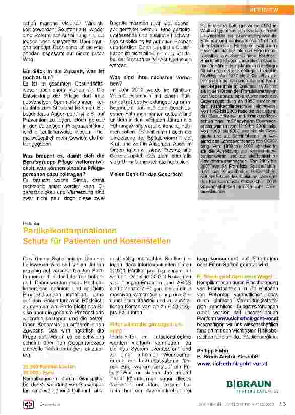 Vorschauseite 2: Preisträgerin im Gespräch: Sr. Franziska Buttinger