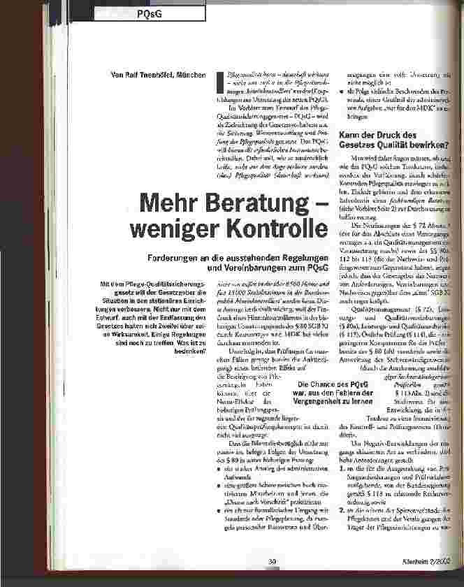 Vorschauseite 1: Mehr Beratung - weniger Kontrolle