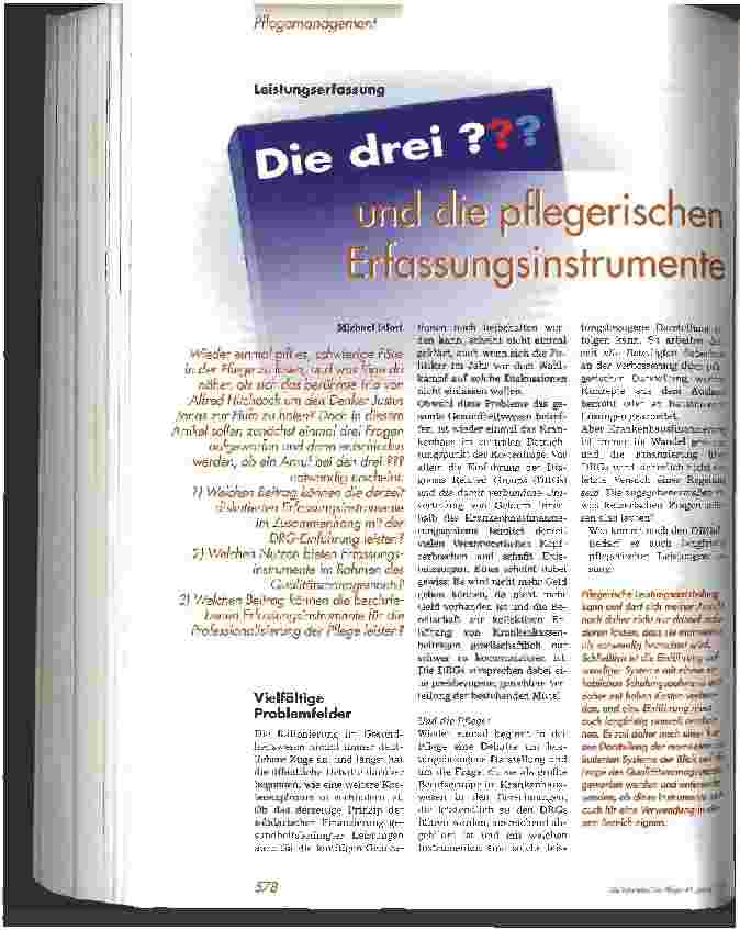 Vorschauseite 1: Die drei ??? und die pflegerischen Erfassungsinstrumente