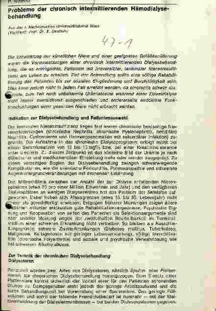 Vorschauseite 1: Probleme der chronisch intermittierenden Hämodialysebehandlung