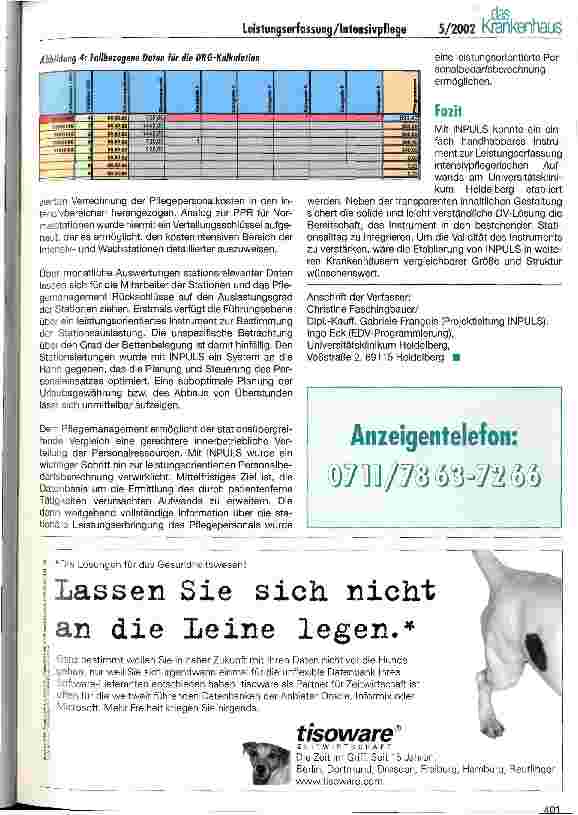 Vorschauseite 4: Standardisierte Leistungserfassung für die Intensivpflege als notwendiges Instrument der Kostenträgerrechung Einführung eines EDV-gestützten Verfahrens zur Erfassung intensivpfleg…