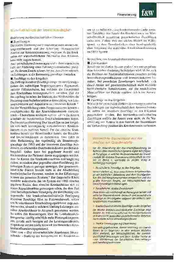 Vorschauseite 4: Pauschalierte Investitionszuschläge zu den Entgelten passen am besten in das DRG-System