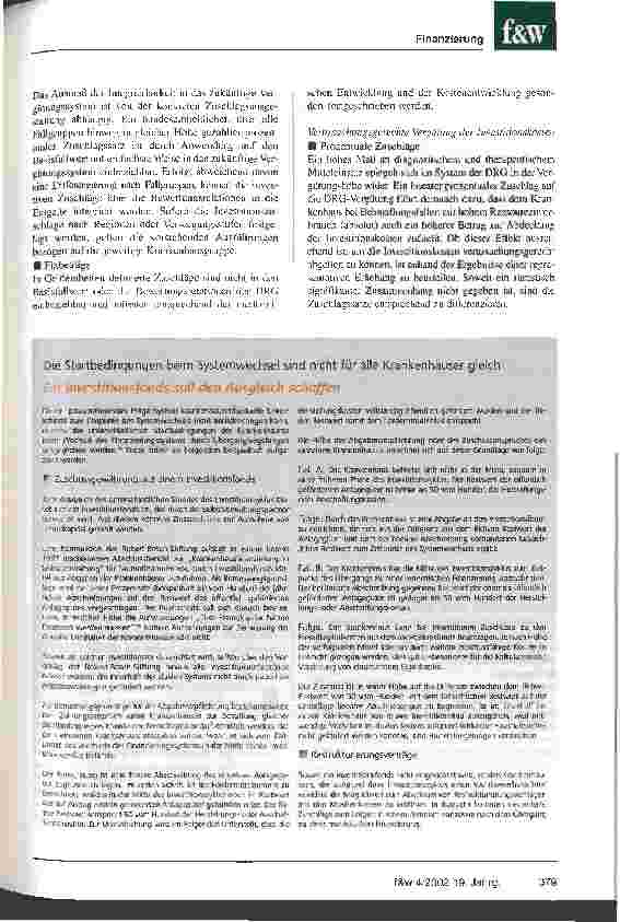 Vorschauseite 6: Pauschalierte Investitionszuschläge zu den Entgelten passen am besten in das DRG-System