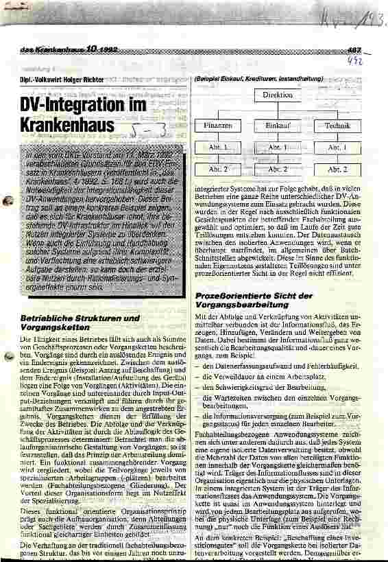 Vorschauseite 1: DV-Integration im Krankenhaus