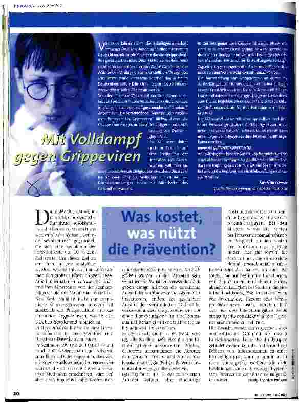Vorschauseite 1: Was kostet, was nützt die Prävention?