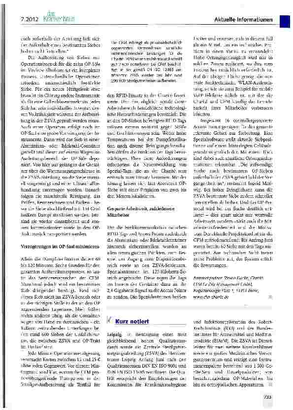 Vorschauseite 2: Effizientere Sterilgutortung mit RFID und WLAN