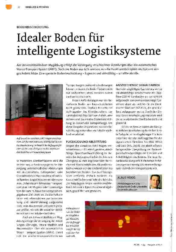 Vorschauseite 1: BODENBESCHICHTUNGIdealer Boden für intelligente Logistiksysteme