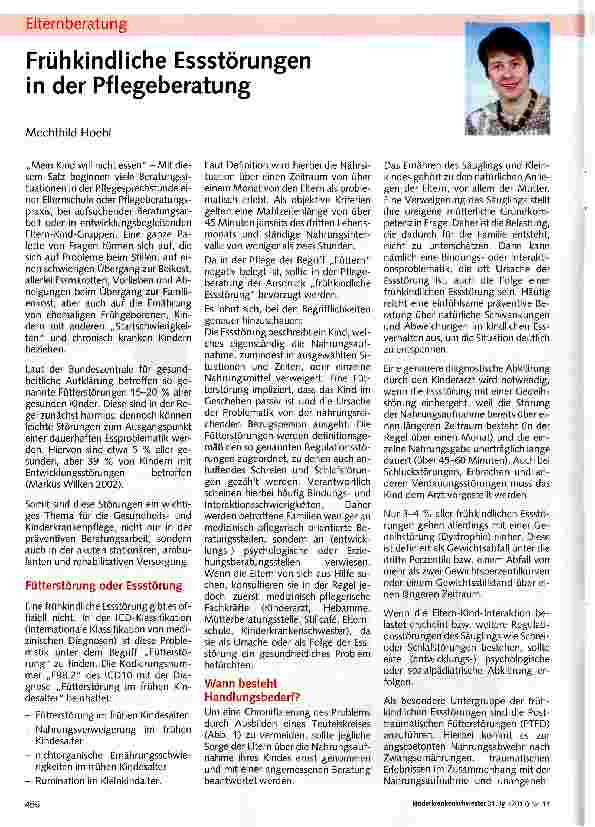 Vorschauseite 1: Frühkindliche Essstörungen in der Pflegeberatung