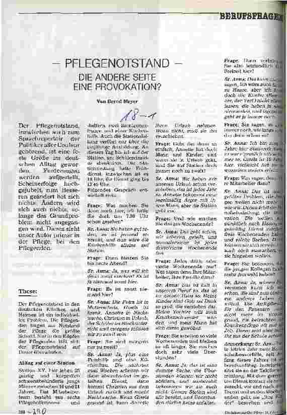 Vorschauseite 1: Pflegenotstand - Die andere Seite einer Provokation?