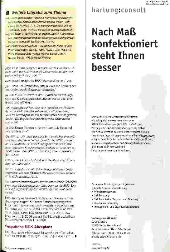 Vorschauseite 2: Nicht ohne den MDK! Betriebskrankenkassen wollen mit falschen Gutachtern Krankenakten einsehen