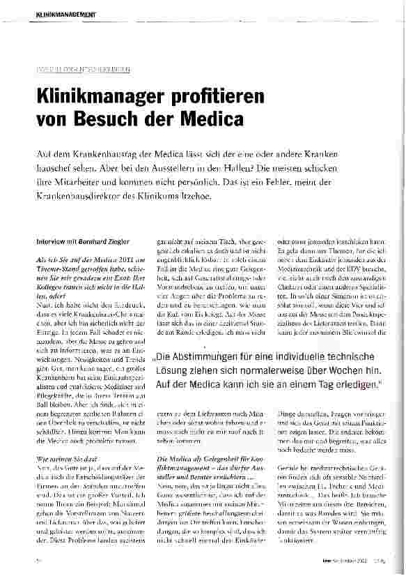 Vorschauseite 1: Klinikmanager profitieren von Besuch der Medica