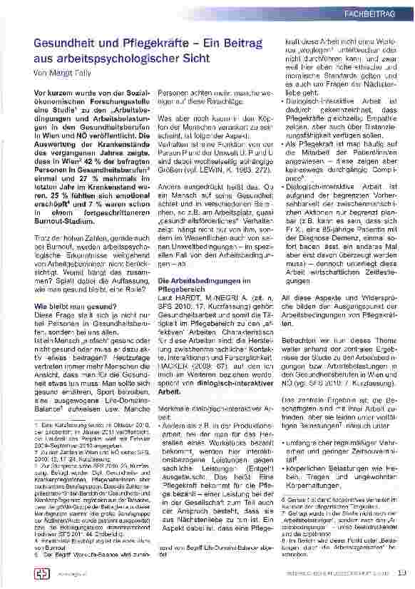 Vorschauseite 1: Gesundheit und Pflegekräfte - Ein Beitrag aus arbeitspsychologischer Sicht