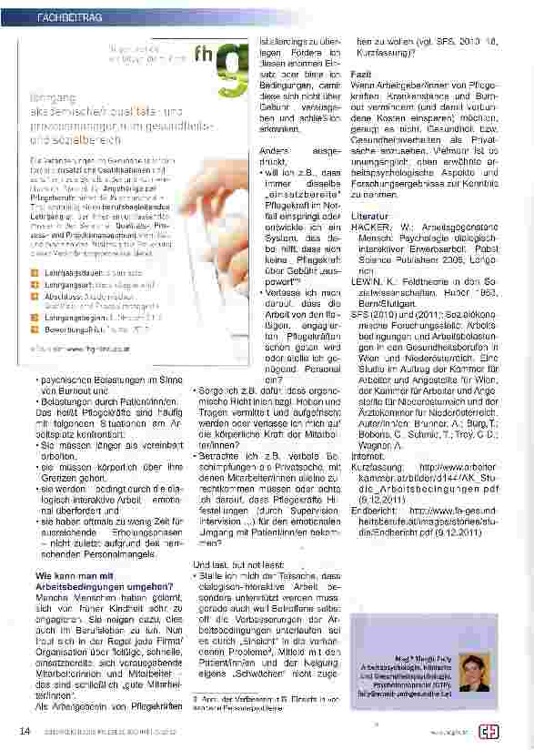 Vorschauseite 2: Gesundheit und Pflegekräfte - Ein Beitrag aus arbeitspsychologischer Sicht