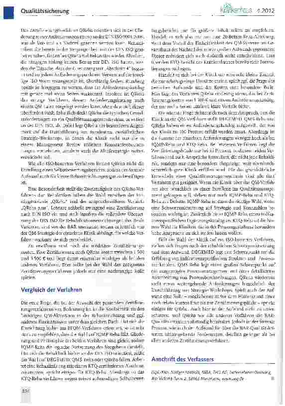 Vorschauseite 6: Vergleich von QM-Verfahren in der Reha