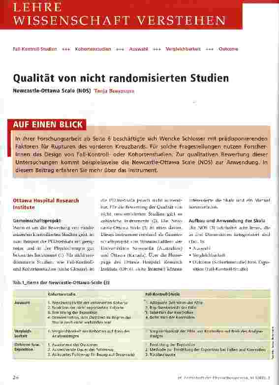 Vorschauseite 1: Qualität von nicht randomisierten Studien