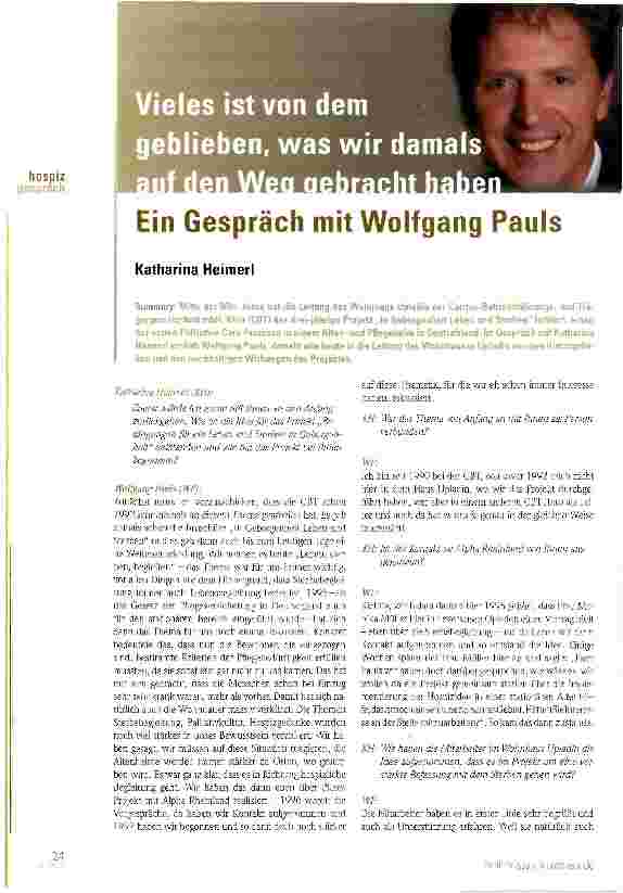 Vorschauseite 1: Ein Gespräch mit Wolfgang Pauls