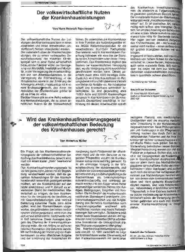 Vorschauseite 1: Der volkswirtschaftliche Nutzen der Krankenhausleistungen
