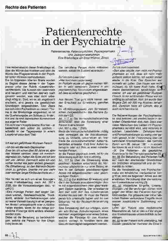 Vorschauseite 1: Patientenrechte in der Psychiatrie Patientenrechte, -pflichten, Psyschopharmaka und Zwangsmaßnahmen